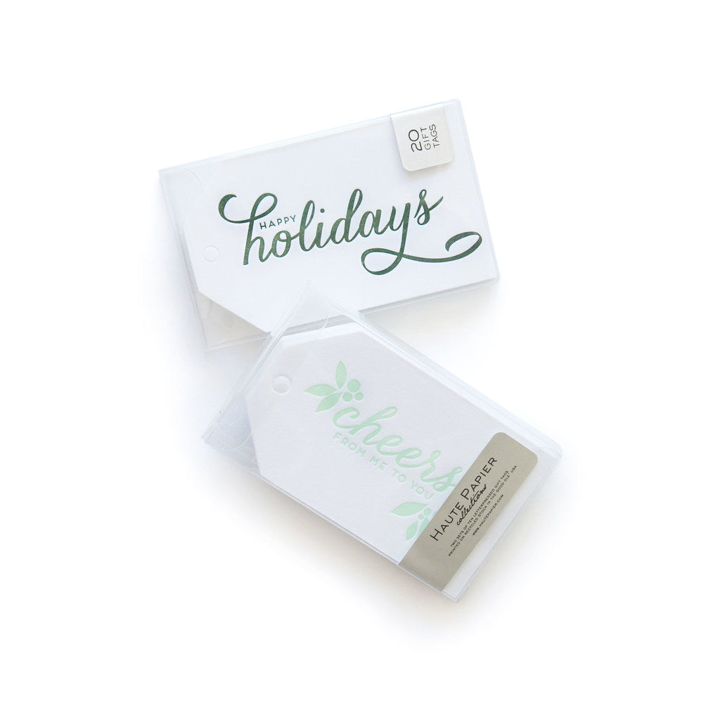 GIFT TAGS - HP - HAPPY HOLIDAYS/CHEERS LETTERPRESS