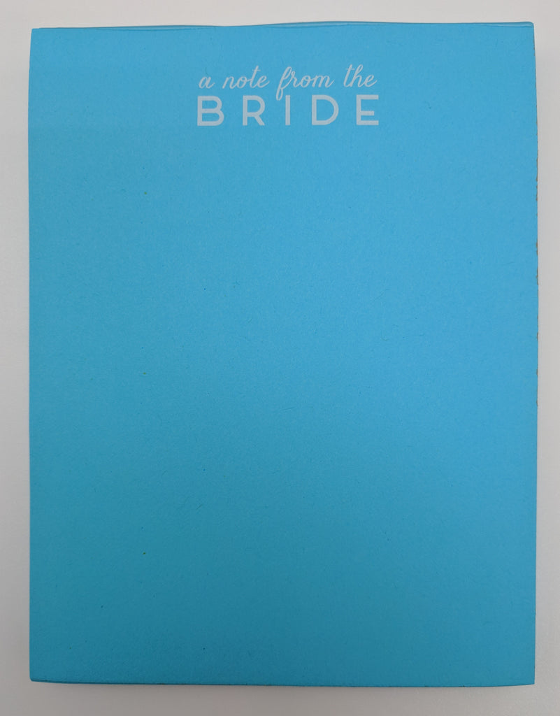 NOTE PAD - HP - A NOTE FROM THE BRIDE