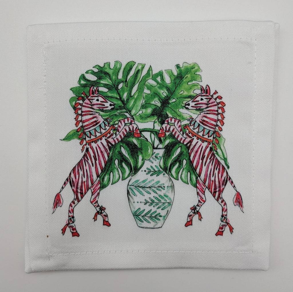 COASTERS - RAB - DUO ZEBRA COTTON COCKTAIL NAPKINS SET OF 4
