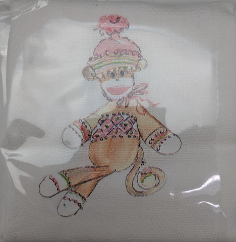 BURP CLOTH - DBB - PINK SOCK MONKEY