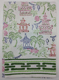TEA TOWEL - PI - PALMS AND PAGODAS