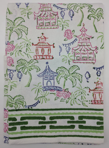 TEA TOWEL - PI - PALMS AND PAGODAS