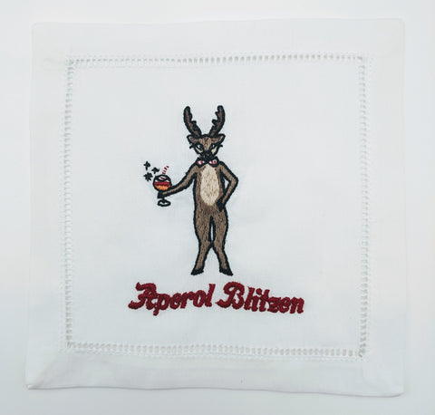 NAPKINS LINEN - AM - CHRISTMAS APEROL BLITZEN SET OF 4