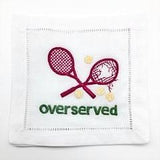 NAPKINS LINEN - AM - TENNIS “OVERSERVED” PINK LINEN COCKTAIL SET OF 4 BOXED