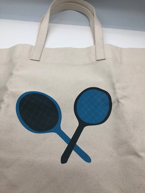 TOTE-PT- TENNIS RACQUETS - LARGE CANVAS TOTE