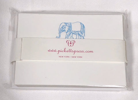 ENCLOSURE CARD SET - PP - BLUE ELEPHANT LETTERPRESS W/SILVER EDGE