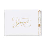 GUEST BOOK - CRG - WHITE WITH GOLD OR SILVER FOIL LARGE