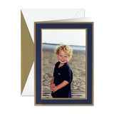 BOXED PHTO CARDS - WA - NAVY AND GOLD BORDER HOLIDAY PICTURE CARDS
