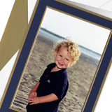 BOXED PHTO CARDS - WA - NAVY AND GOLD BORDER HOLIDAY PICTURE CARDS