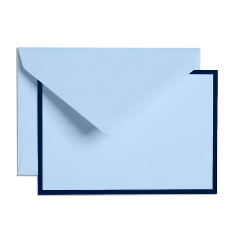 MINI BOXED NOTE CARDS - OCM - BLUE LAID WITH NAVY BLUE