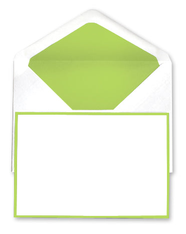 BOXED NOTE CARDS - OCM - WHITE WITH LIME BORDER