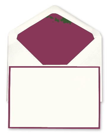 NOTECARD PACK - OCM - CREAM CARD WITH BORDEAUX BORDER WITH BORDEAUX LINER