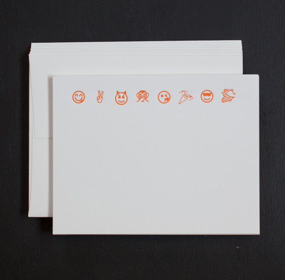 BOXED NOTE CARDS - ANC - ORANGE EMOJI NOTE CARDS SET OF 10