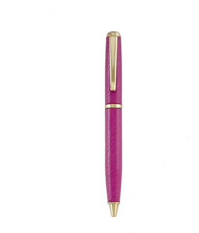 LEATHER BALL  PEN - GI - FULL WRAP ORCHID GOATSKIN