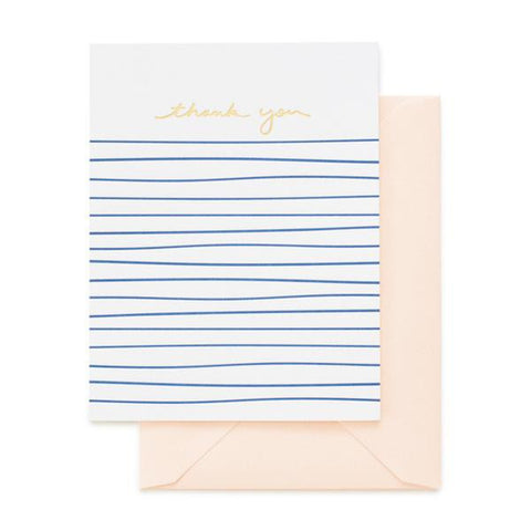 BOXED NOTE CARDS - SP - PINK, BLUE & GOLD FOIL THANK YOU NOTES SET OF 6