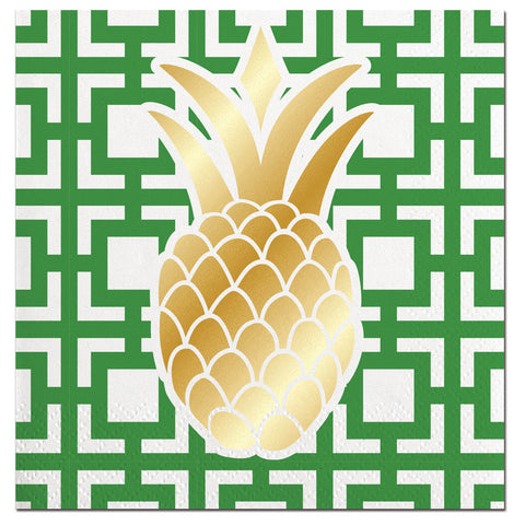 NAPKINS - SL - GOLD FOIL PINEAPPLE