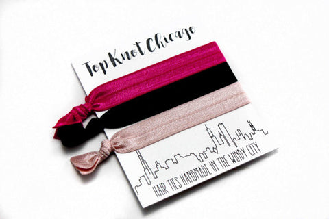 HAIR TIES - TKC - PINK AND BLACK
