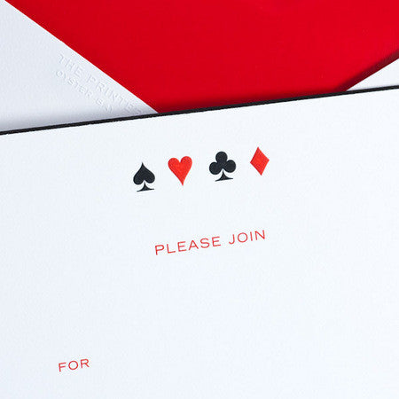 FILL-IN INVITATIONS - TP - PLAYING CARDS SUITS - ENGRAVED FILL-IN INVITATIONS SET OF 10
