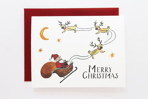 CHRISTMAS - LAP - SANTA'S PUG DEER WITH RED ENVELOPE