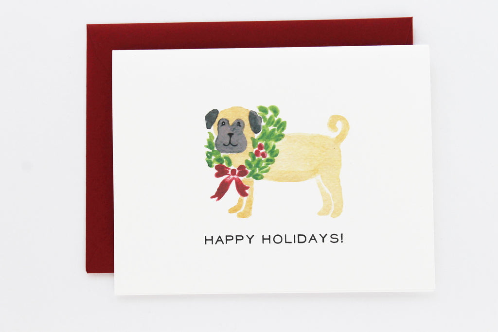 CHRISTMAS - LAP - PUG HAPPY HOLIDAYS WITH RED ENVELOPE