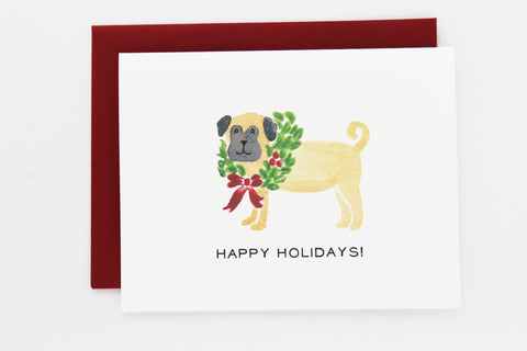 CHRISTMAS - LAP - PUG HAPPY HOLIDAYS WITH RED ENVELOPE