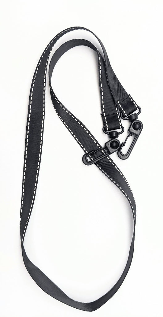 FACE MASK LANYARD - BFS - BLACK SATIN WITH SILVER STITCH