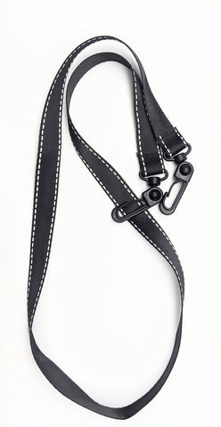 FACE MASK LANYARD - BFS - BLACK SATIN WITH SILVER STITCH