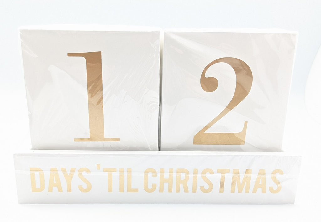 CHRISTMAS COUNTDOWN TO CHRISTMAS BLOCKS - EOL - WHITE & GOLD