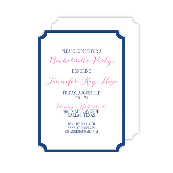 BOXED IMPRINTABLE INVITATIONS - RAB- DIE CUT  NAVY