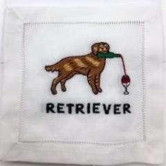 NAPKINS LINEN - AM - “RETRIEVER” LINEN COCKTAIL SET OF 4 BOXED