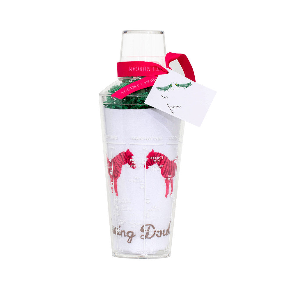 SHAKER AND BAR TOWEL - AM - SEEING DOUBLE ZEBRAS