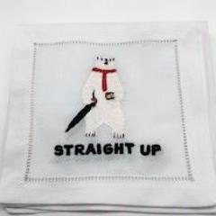 NAPKINS LINEN - AM - “STRAIGHT UP” LINEN COCKTAIL NAPKINS SET OF 4 BOXED