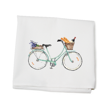KITCHEN TOWEL - TLD - SEAFOAM BIKE WINE AND BREAD