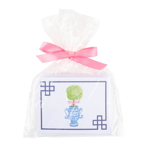 NOTE CARD - MSC - PINK TOPIARY FOLDOVER