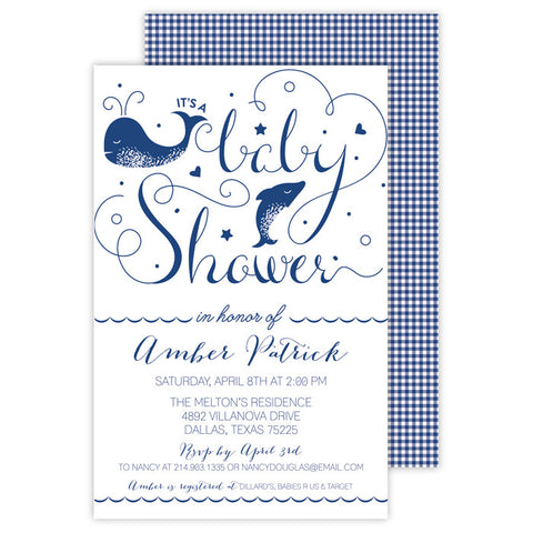 BOXED IMPRINTABLE INVITATIONS - RAB - DOLPHIN BABY SHOWER