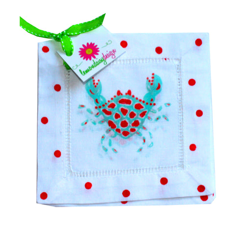 NAPKINS LINEN - LDD - CRAB MULTIPLE COLORS LINEN BLEND SET OF 4