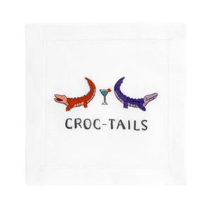NAPKINS LINEN - AM - “CROC-TAILS” LINEN COCKTAIL SET OF 4 BOXED