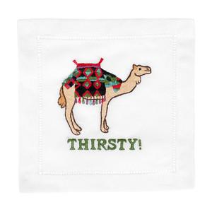 NAPKINS LINEN - AM - “THIRSTY!” LINEN COCKTAIL SET OF 4 BOXED