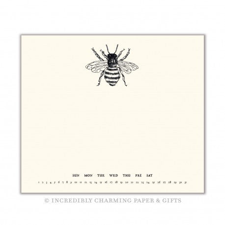 NOTE PAD - BFS- BEE WITH DAYS OF WEEK “WHITE WITH BLACK”