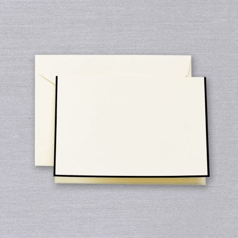 BOXED NOTE CARDS - CCO - ECRU FOLD OVER WITH BLACK BORDER
