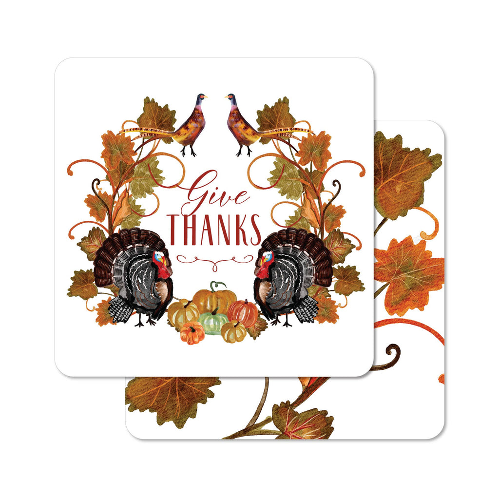 Give Thanks Thanksgiving Turkey- 6 Pack Coasters - Fall