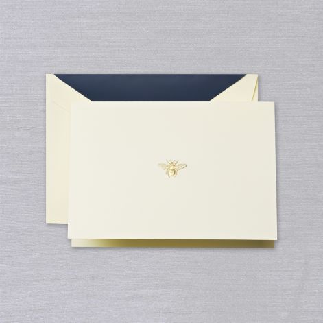 CRANE & CO. BEE BOXED NOTE CARDS - CCO - ENGRAVED BEE ON ECRU