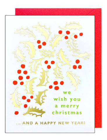 BOXED CHRISTMAS CARDS- JF - GOLD HOLLY