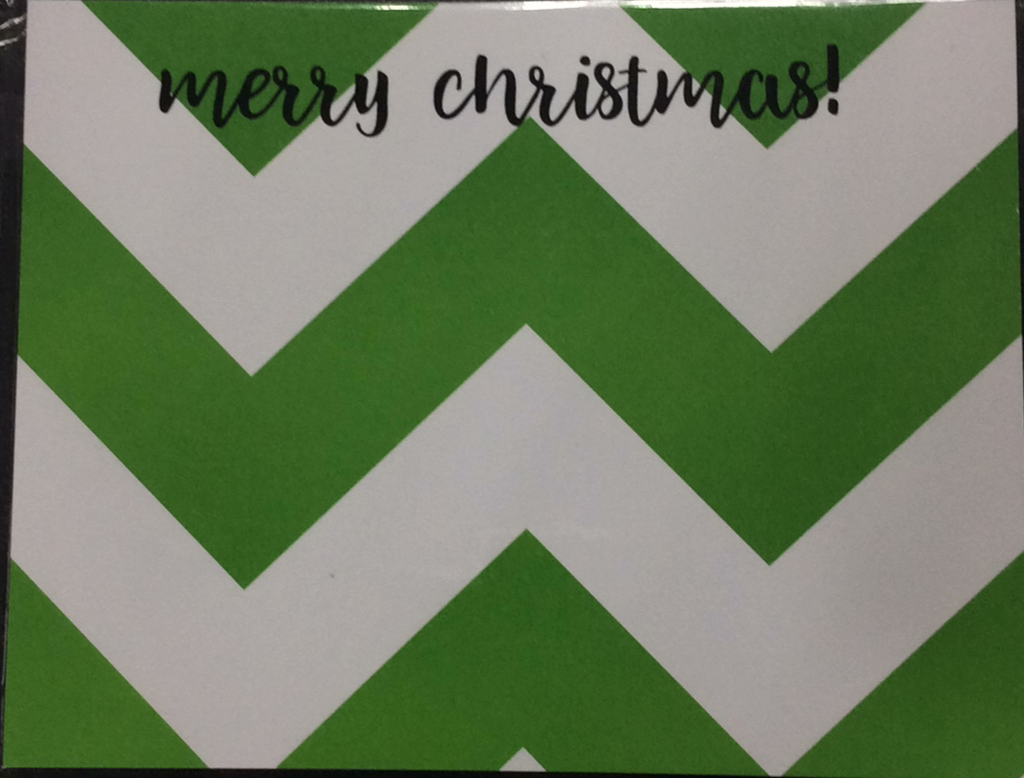 CHRISTMAS NOTEPAD - DON - MERRY CHRISTMAS GREEN AND WHITE CHEVRON