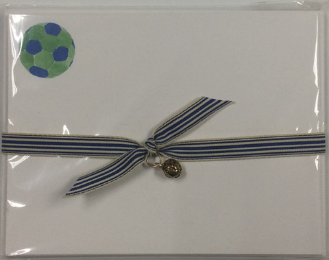NOTECARDS - LB - BLUE AND GREEN SOCCER BALL