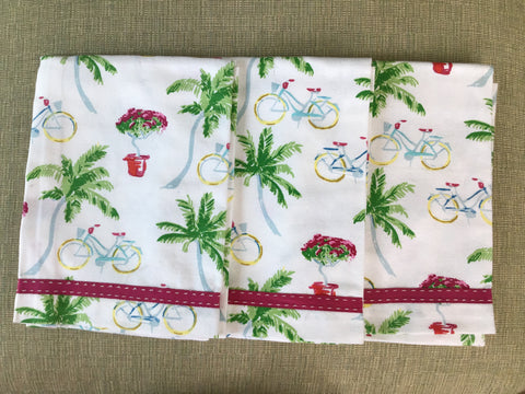 KITCHEN TOWEL - PI -  BIKES , PALMS AND POTTED AZALEAS