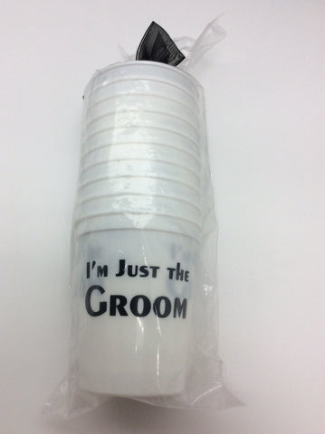 PLASTIC CUPS -BFS- I’M  JUST THE GROOM PLASTIC CUPS SET OF 10