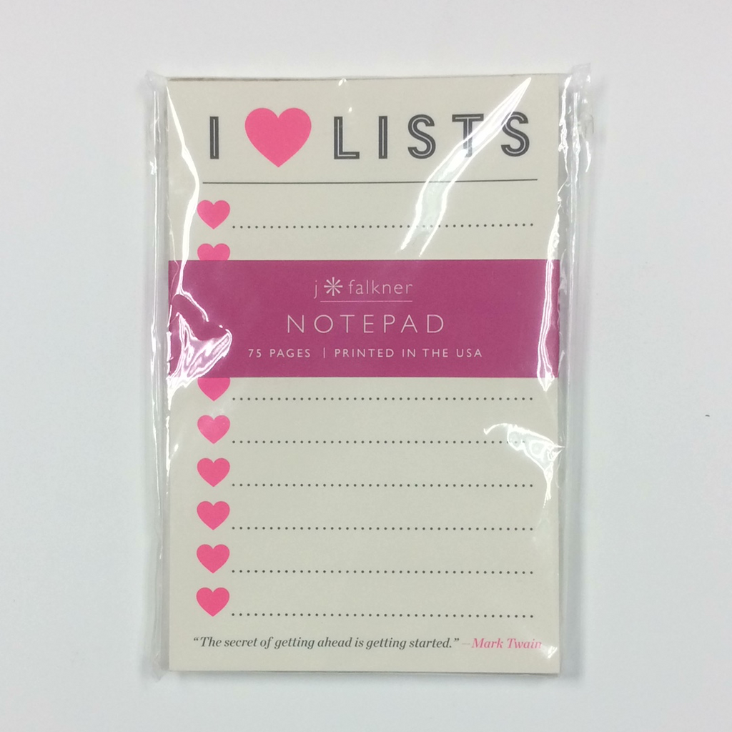 NOTEPAD - JF - I LOVE LISTS