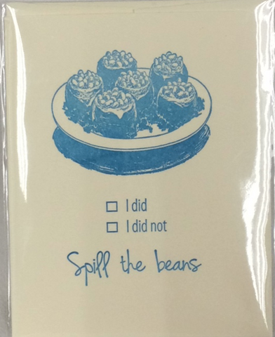 GREETING CARD - ANC - SPILL THE BEANS LETTERPRESSED