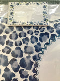PLACEMATS AND PLACE CARDS- CM - BEAUTIFUL DIE CUT BLUE AND WHITE LEOPARD SET OF 10 PLACEMATS AND PLACE CARDS